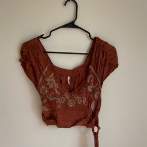 Embroidered Free People Crop Top